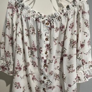 Off the shoulder floral smocked top